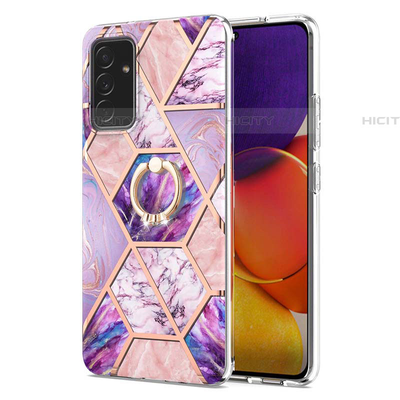 Coque Silicone Motif Fantaisie Souple Couleur Unie Etui Housse avec Support Bague Anneau Y01B pour Samsung Galaxy A05s Plus