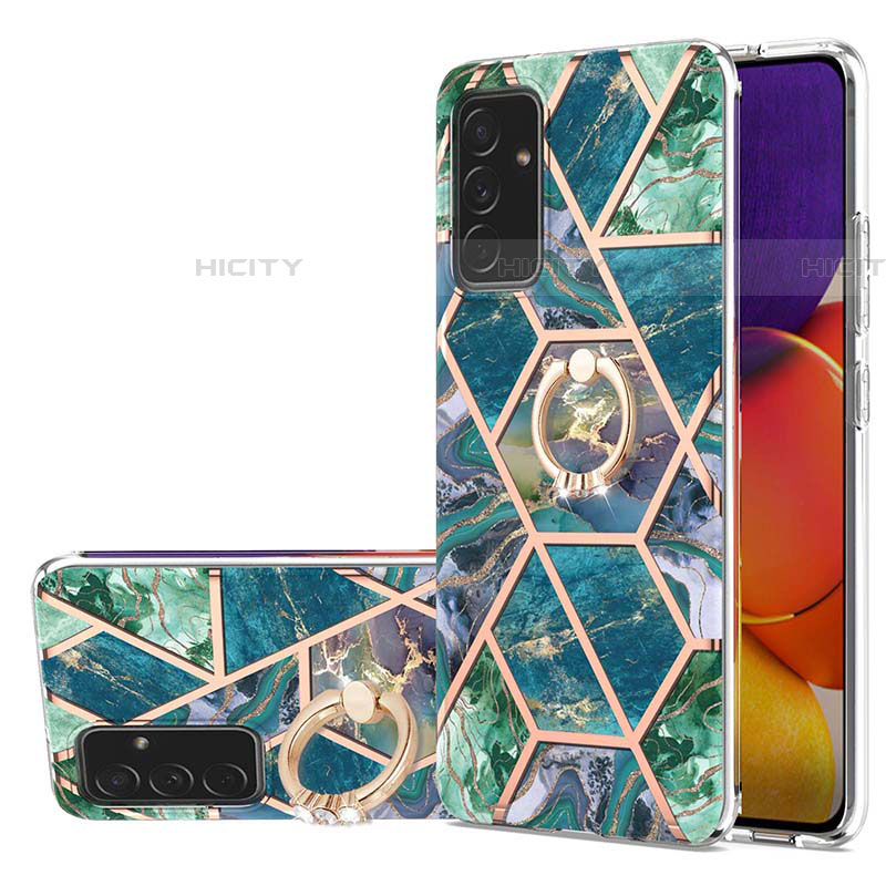 Coque Silicone Motif Fantaisie Souple Couleur Unie Etui Housse avec Support Bague Anneau Y01B pour Samsung Galaxy A05s Vert Nuit Plus