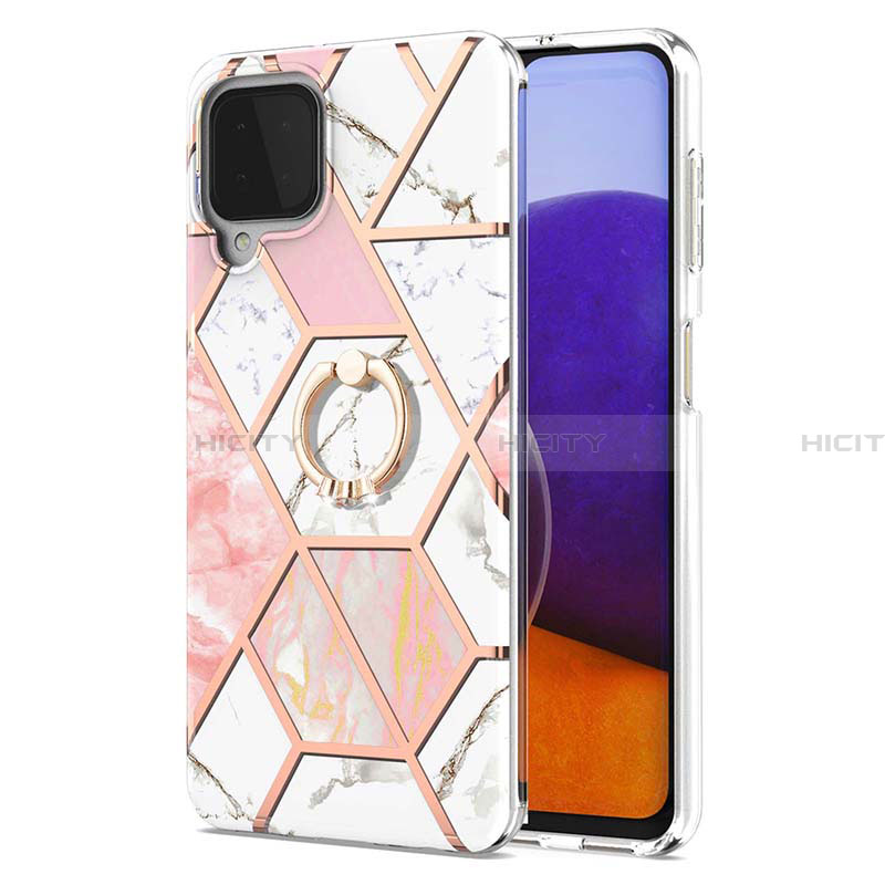 Coque Silicone Motif Fantaisie Souple Couleur Unie Etui Housse avec Support Bague Anneau Y01B pour Samsung Galaxy A22 4G Plus