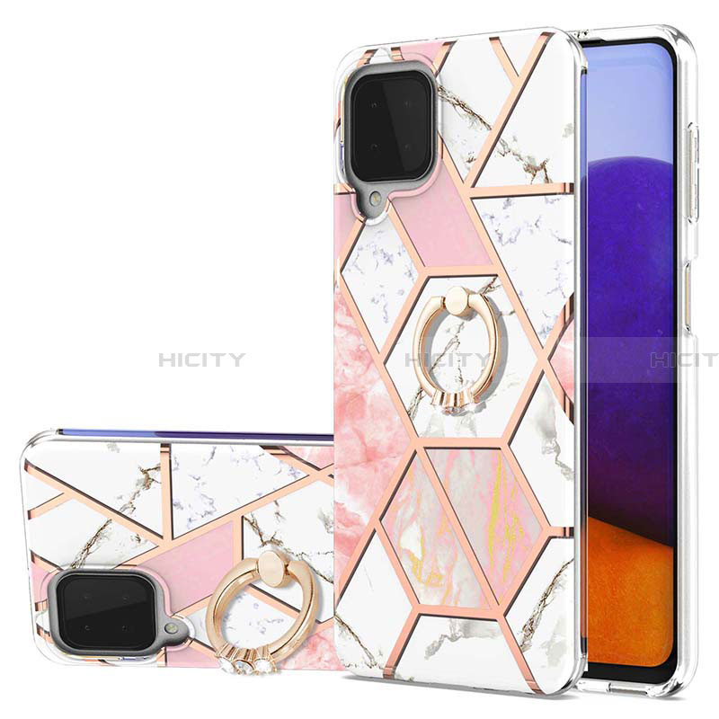 Coque Silicone Motif Fantaisie Souple Couleur Unie Etui Housse avec Support Bague Anneau Y01B pour Samsung Galaxy A22 4G Rose Plus