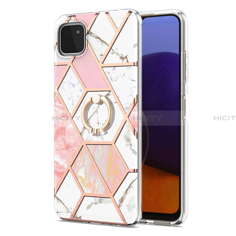 Coque Silicone Motif Fantaisie Souple Couleur Unie Etui Housse avec Support Bague Anneau Y01B pour Samsung Galaxy A22 5G Plus