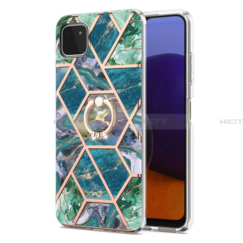 Coque Silicone Motif Fantaisie Souple Couleur Unie Etui Housse avec Support Bague Anneau Y01B pour Samsung Galaxy A22 5G Plus