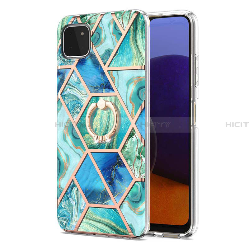 Coque Silicone Motif Fantaisie Souple Couleur Unie Etui Housse avec Support Bague Anneau Y01B pour Samsung Galaxy A22 5G Plus