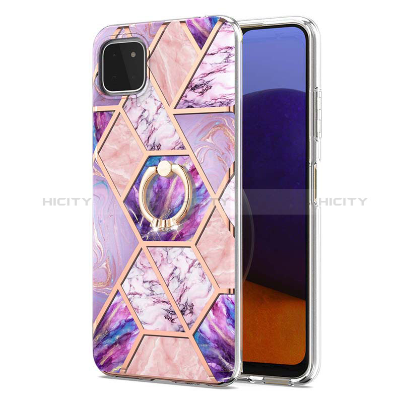 Coque Silicone Motif Fantaisie Souple Couleur Unie Etui Housse avec Support Bague Anneau Y01B pour Samsung Galaxy A22s 5G Plus