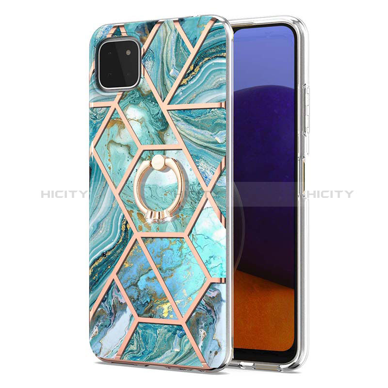 Coque Silicone Motif Fantaisie Souple Couleur Unie Etui Housse avec Support Bague Anneau Y01B pour Samsung Galaxy A22s 5G Plus