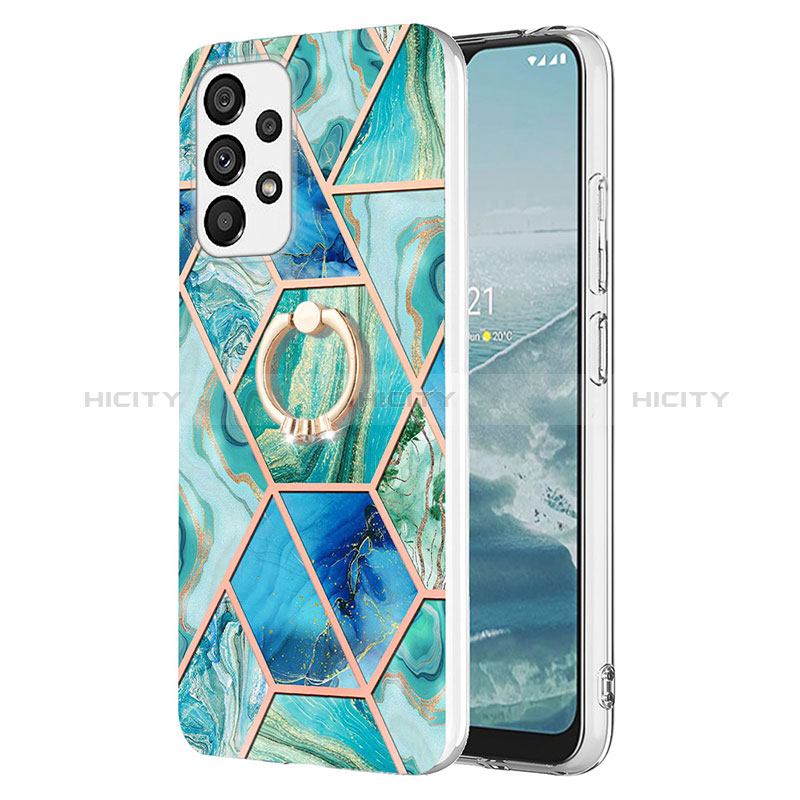 Coque Silicone Motif Fantaisie Souple Couleur Unie Etui Housse avec Support Bague Anneau Y01B pour Samsung Galaxy A23 5G Plus