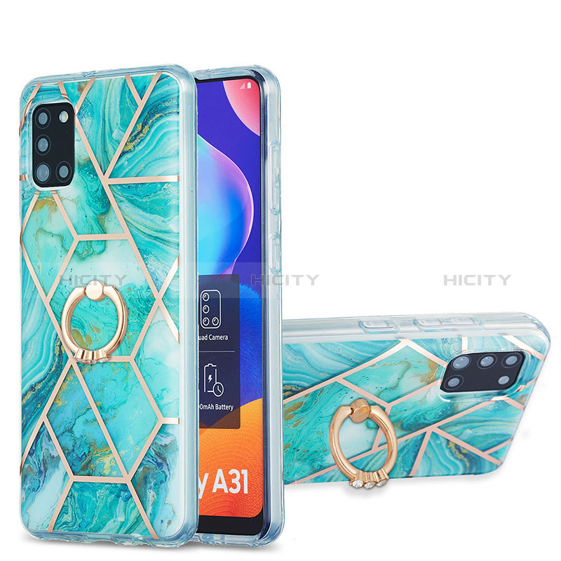 Coque Silicone Motif Fantaisie Souple Couleur Unie Etui Housse avec Support Bague Anneau Y01B pour Samsung Galaxy A31 Plus