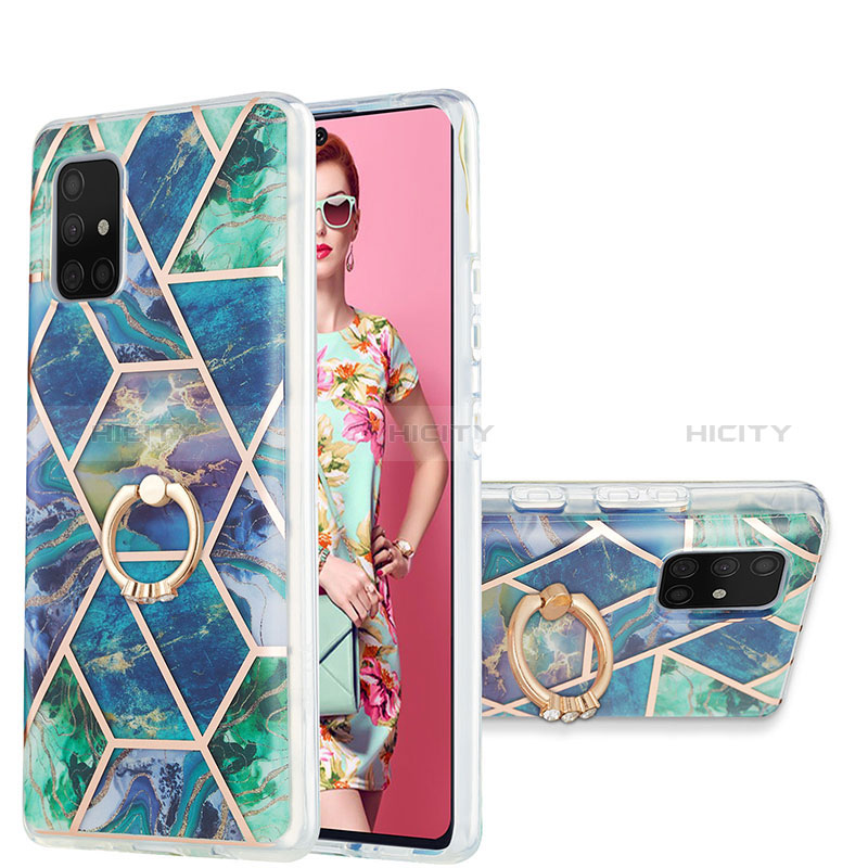 Coque Silicone Motif Fantaisie Souple Couleur Unie Etui Housse avec Support Bague Anneau Y01B pour Samsung Galaxy A71 4G A715 Plus