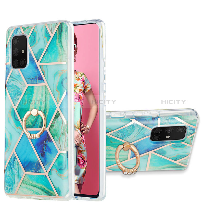 Coque Silicone Motif Fantaisie Souple Couleur Unie Etui Housse avec Support Bague Anneau Y01B pour Samsung Galaxy A71 4G A715 Plus