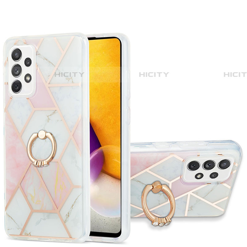 Coque Silicone Motif Fantaisie Souple Couleur Unie Etui Housse avec Support Bague Anneau Y01B pour Samsung Galaxy A72 4G Plus