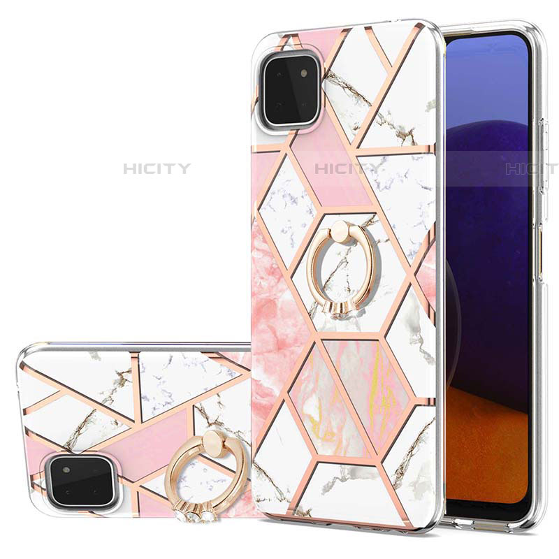 Coque Silicone Motif Fantaisie Souple Couleur Unie Etui Housse avec Support Bague Anneau Y01B pour Samsung Galaxy F42 5G Rose Plus