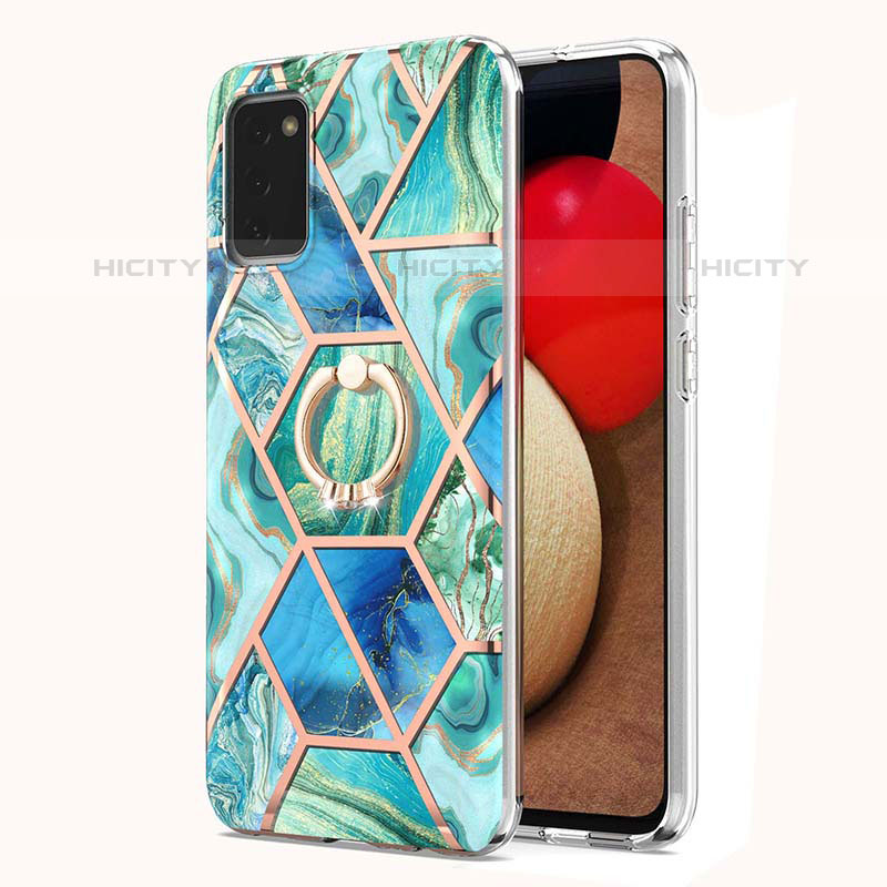 Coque Silicone Motif Fantaisie Souple Couleur Unie Etui Housse avec Support Bague Anneau Y01B pour Samsung Galaxy M02s Plus