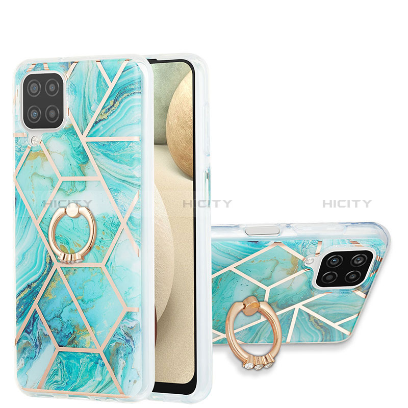 Coque Silicone Motif Fantaisie Souple Couleur Unie Etui Housse avec Support Bague Anneau Y01B pour Samsung Galaxy M12 Plus