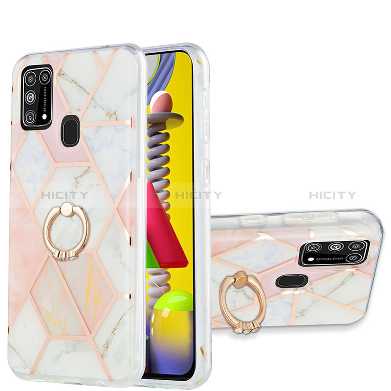 Coque Silicone Motif Fantaisie Souple Couleur Unie Etui Housse avec Support Bague Anneau Y01B pour Samsung Galaxy M31 Plus