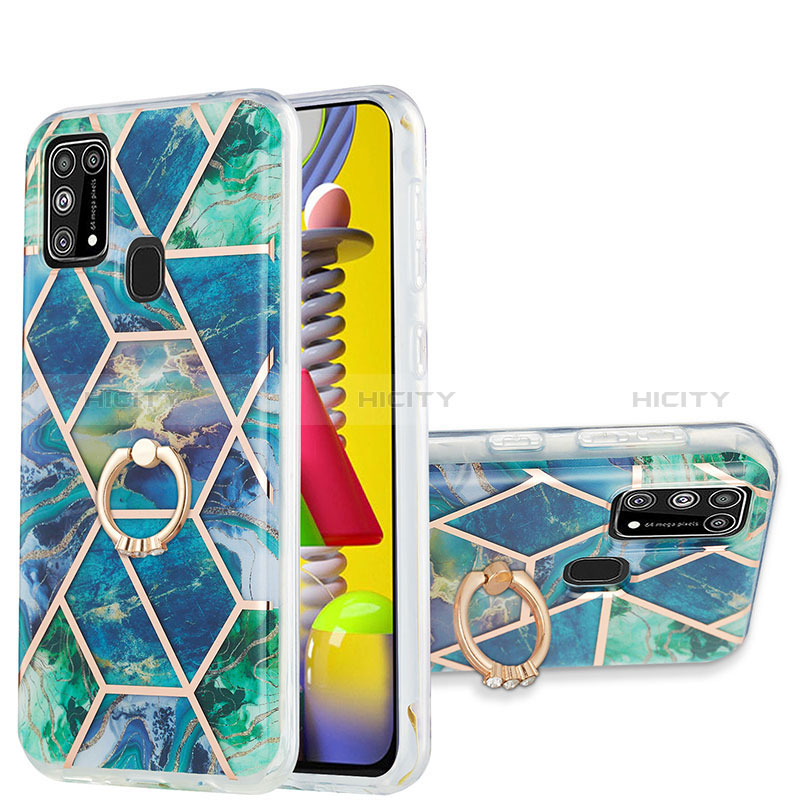 Coque Silicone Motif Fantaisie Souple Couleur Unie Etui Housse avec Support Bague Anneau Y01B pour Samsung Galaxy M31 Prime Edition Plus