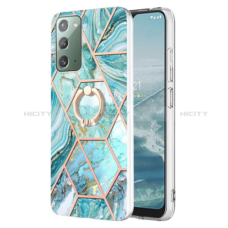 Coque Silicone Motif Fantaisie Souple Couleur Unie Etui Housse avec Support Bague Anneau Y01B pour Samsung Galaxy Note 20 5G Pastel Vert Plus