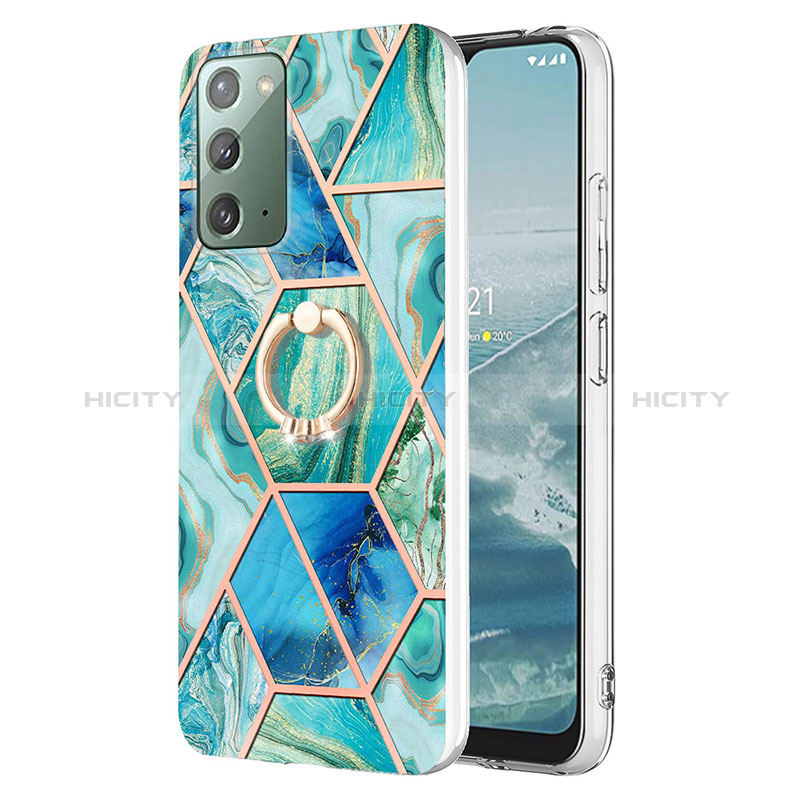 Coque Silicone Motif Fantaisie Souple Couleur Unie Etui Housse avec Support Bague Anneau Y01B pour Samsung Galaxy Note 20 5G Vert Plus