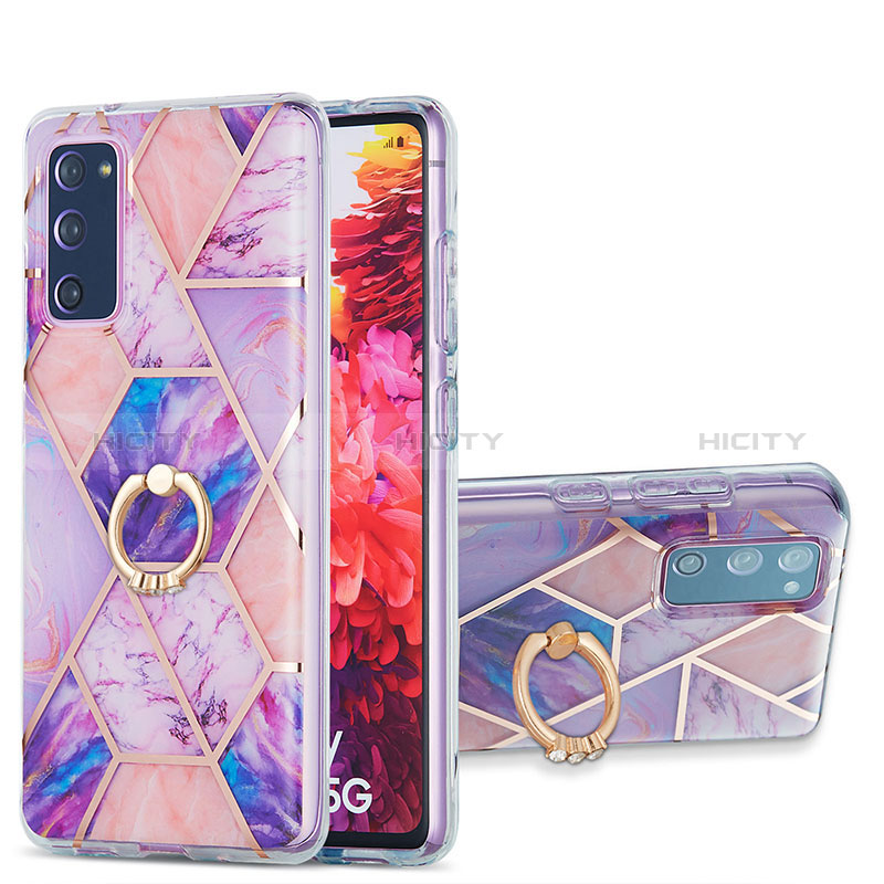 Coque Silicone Motif Fantaisie Souple Couleur Unie Etui Housse avec Support Bague Anneau Y01B pour Samsung Galaxy S20 FE 4G Plus