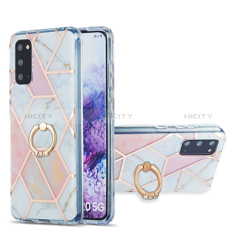 Coque Silicone Motif Fantaisie Souple Couleur Unie Etui Housse avec Support Bague Anneau Y01B pour Samsung Galaxy S20 Plus