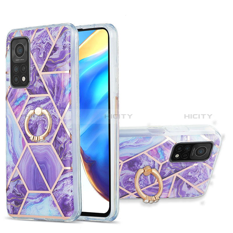 Coque Silicone Motif Fantaisie Souple Couleur Unie Etui Housse avec Support Bague Anneau Y01B pour Xiaomi Mi 10T Pro 5G Plus