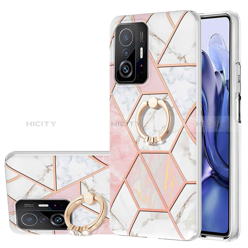 Coque Silicone Motif Fantaisie Souple Couleur Unie Etui Housse avec Support Bague Anneau Y01B pour Xiaomi Mi 11T 5G Rose Plus