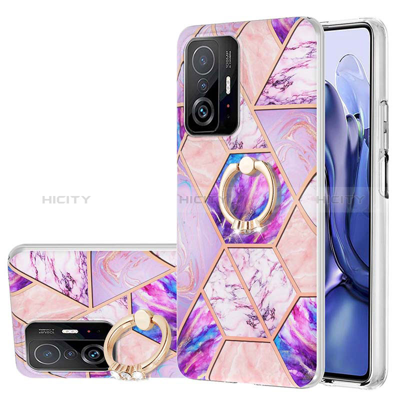 Coque Silicone Motif Fantaisie Souple Couleur Unie Etui Housse avec Support Bague Anneau Y01B pour Xiaomi Mi 11T Pro 5G Plus