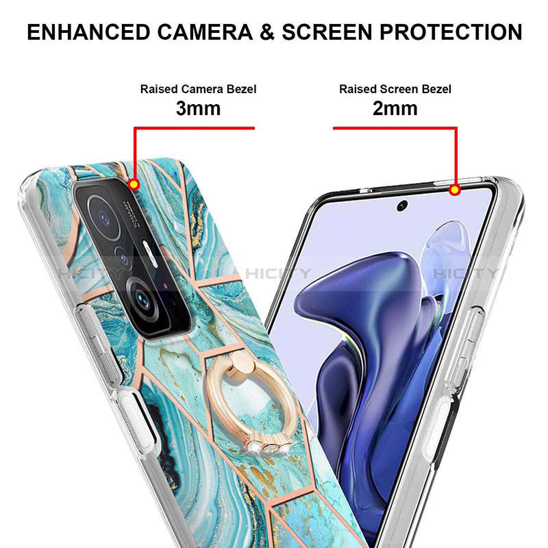 Coque Silicone Motif Fantaisie Souple Couleur Unie Etui Housse avec Support Bague Anneau Y01B pour Xiaomi Mi 11T Pro 5G Plus