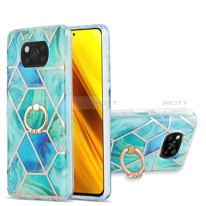 Coque Silicone Motif Fantaisie Souple Couleur Unie Etui Housse avec Support Bague Anneau Y01B pour Xiaomi Poco X3 NFC Plus