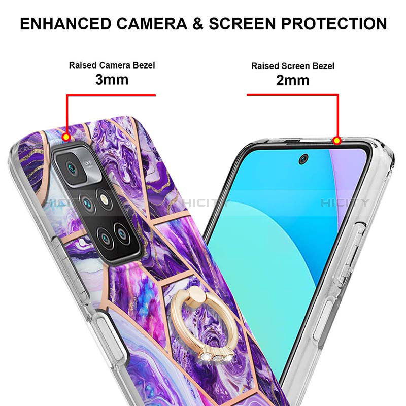 Coque Silicone Motif Fantaisie Souple Couleur Unie Etui Housse avec Support Bague Anneau Y01B pour Xiaomi Redmi 10 (2022) Plus