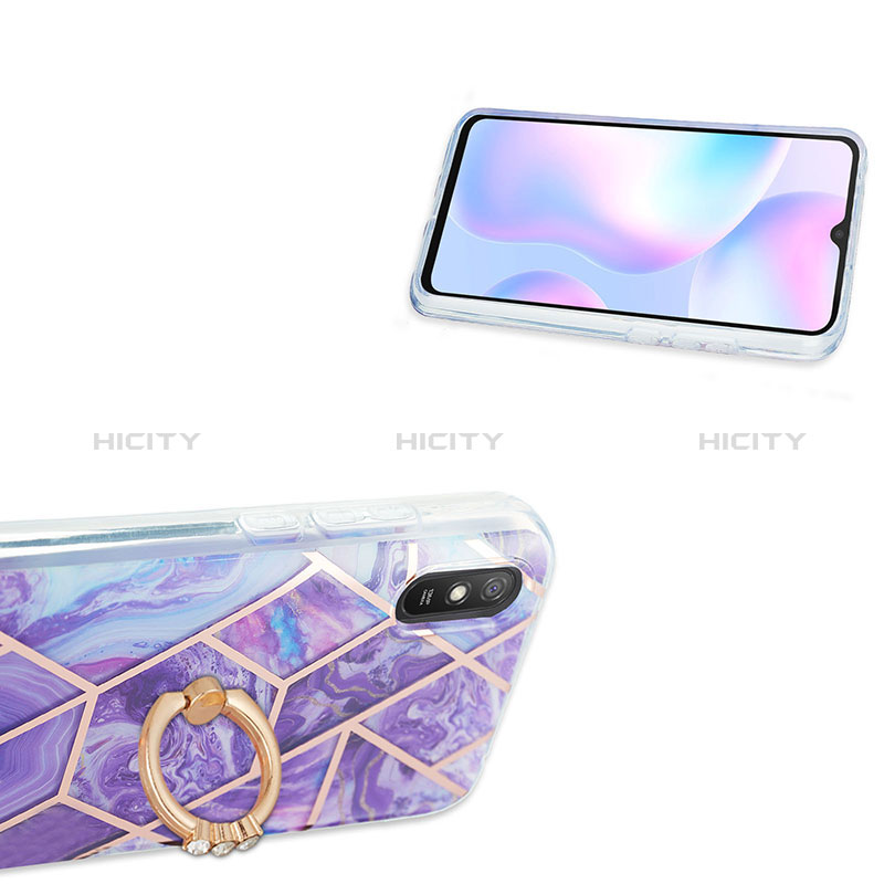 Coque Silicone Motif Fantaisie Souple Couleur Unie Etui Housse avec Support Bague Anneau Y01B pour Xiaomi Redmi 9i Plus