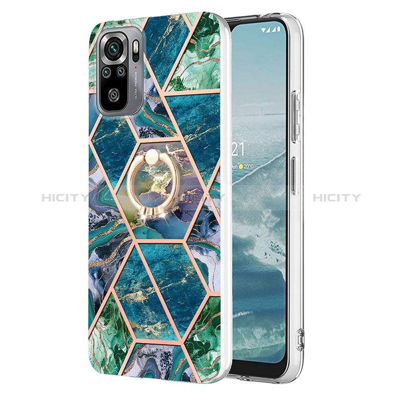 Coque Silicone Motif Fantaisie Souple Couleur Unie Etui Housse avec Support Bague Anneau Y01B pour Xiaomi Redmi Note 10 4G Plus