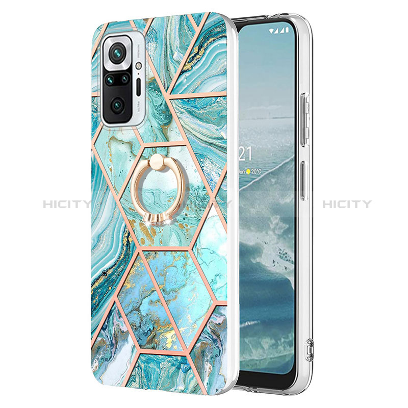 Coque Silicone Motif Fantaisie Souple Couleur Unie Etui Housse avec Support Bague Anneau Y01B pour Xiaomi Redmi Note 10 Pro Max Pastel Vert Plus