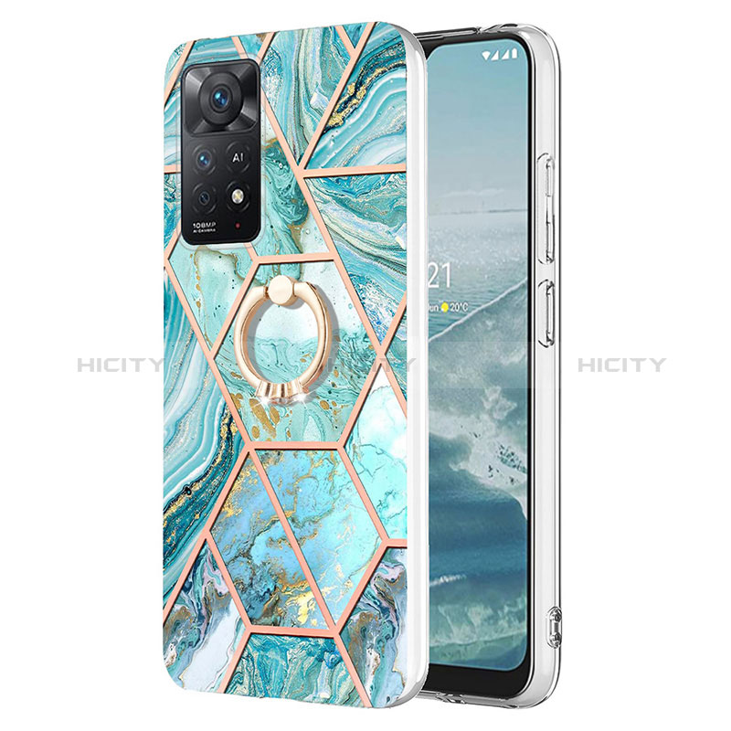 Coque Silicone Motif Fantaisie Souple Couleur Unie Etui Housse avec Support Bague Anneau Y01B pour Xiaomi Redmi Note 11 Pro 4G Plus