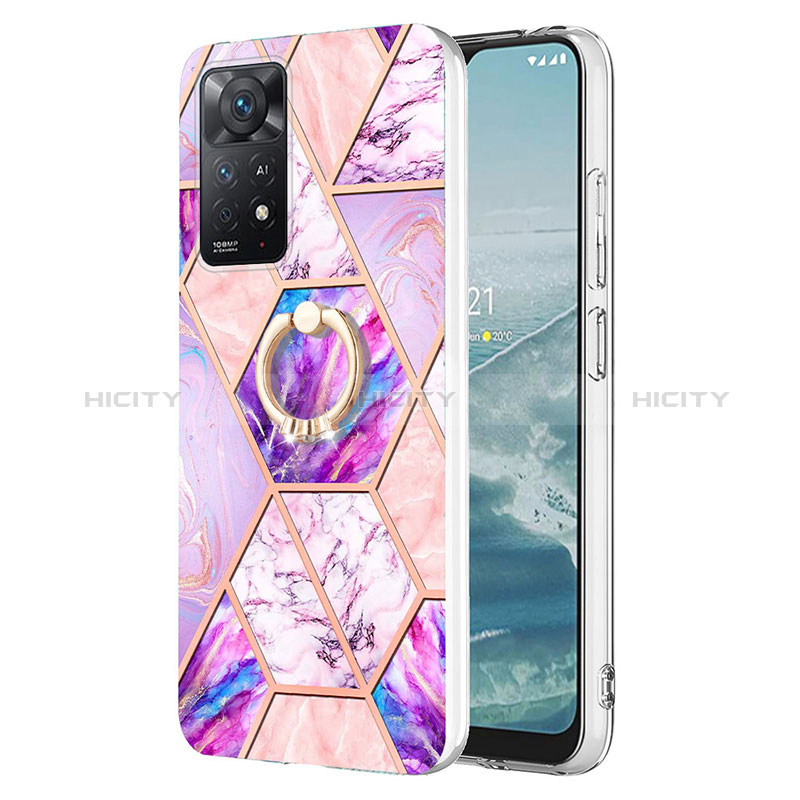 Coque Silicone Motif Fantaisie Souple Couleur Unie Etui Housse avec Support Bague Anneau Y01B pour Xiaomi Redmi Note 11 Pro 4G Plus