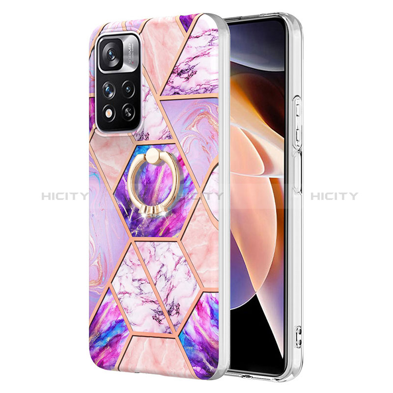 Coque Silicone Motif Fantaisie Souple Couleur Unie Etui Housse avec Support Bague Anneau Y01B pour Xiaomi Redmi Note 11 Pro+ Plus 5G Plus