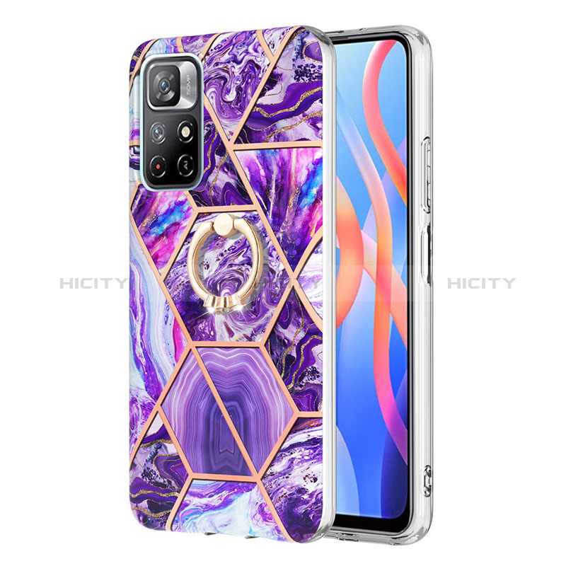 Coque Silicone Motif Fantaisie Souple Couleur Unie Etui Housse avec Support Bague Anneau Y01B pour Xiaomi Redmi Note 11S 5G Plus