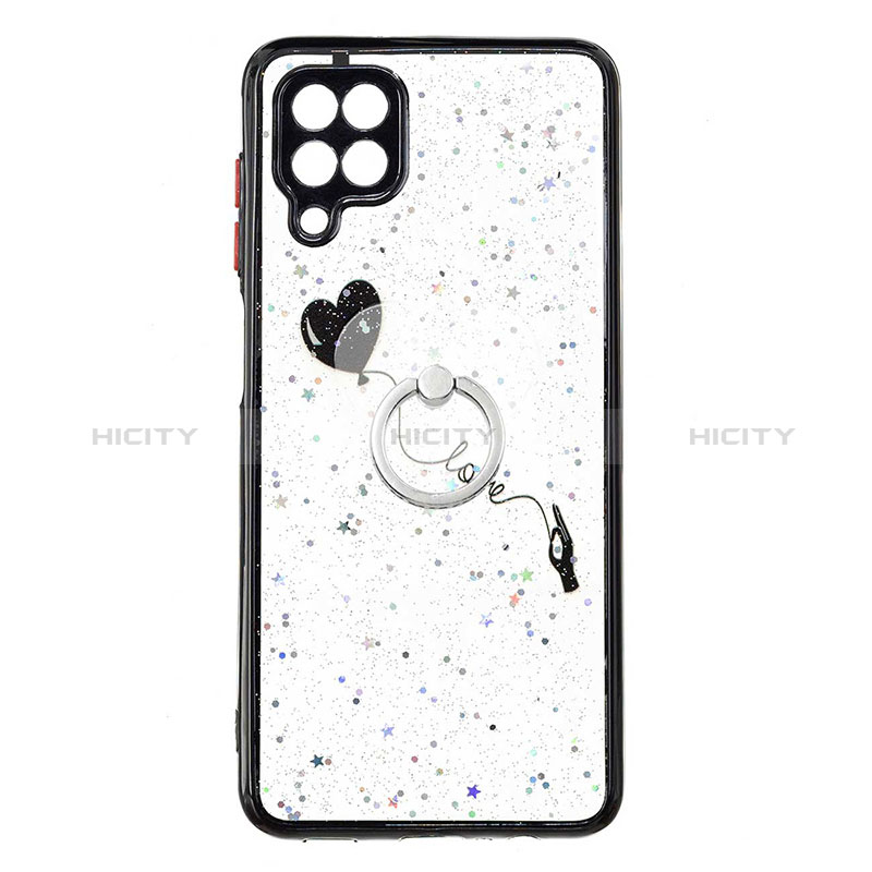 Coque Silicone Motif Fantaisie Souple Couleur Unie Etui Housse avec Support Bague Anneau Y01X pour Samsung Galaxy A12 5G Noir Plus