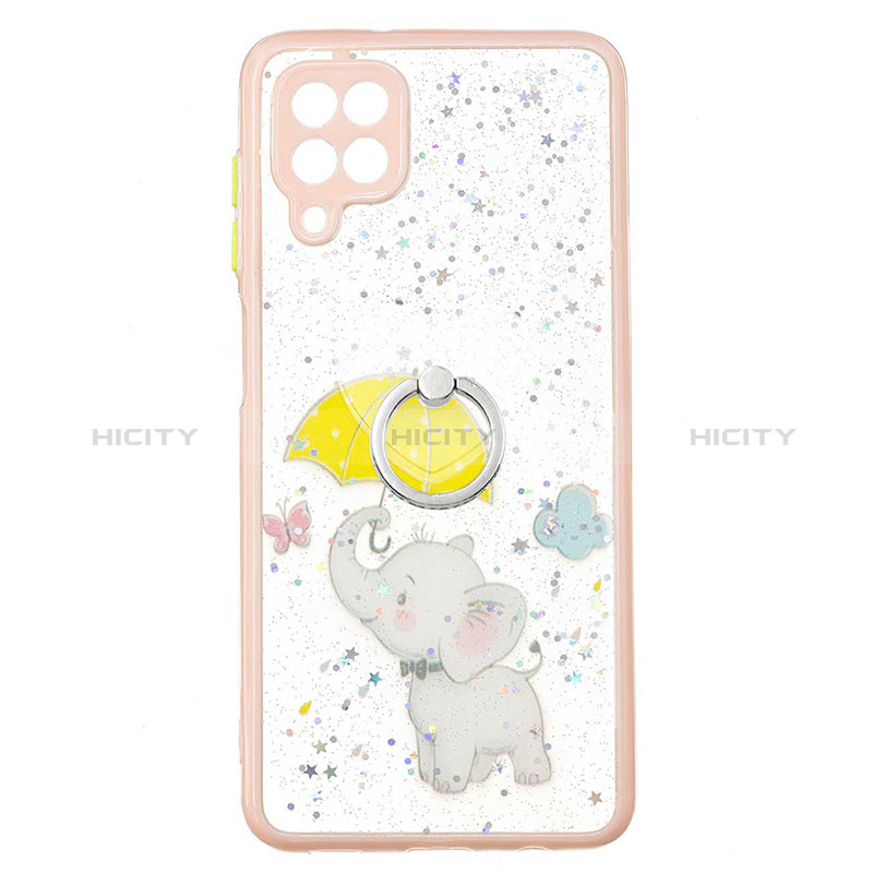 Coque Silicone Motif Fantaisie Souple Couleur Unie Etui Housse avec Support Bague Anneau Y01X pour Samsung Galaxy A12 5G Plus