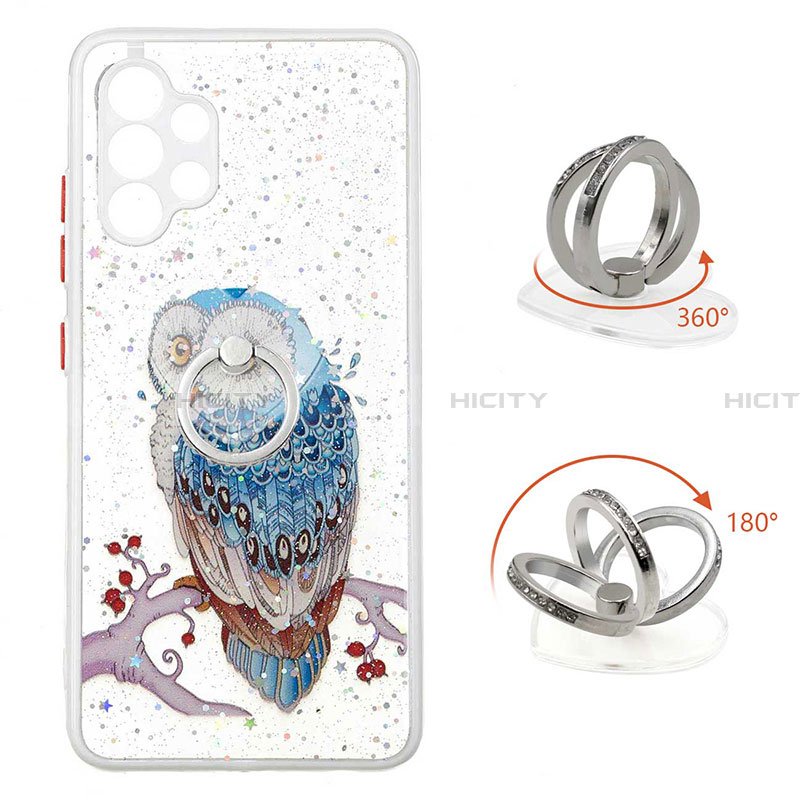 Coque Silicone Motif Fantaisie Souple Couleur Unie Etui Housse avec Support Bague Anneau Y01X pour Samsung Galaxy A32 4G Plus