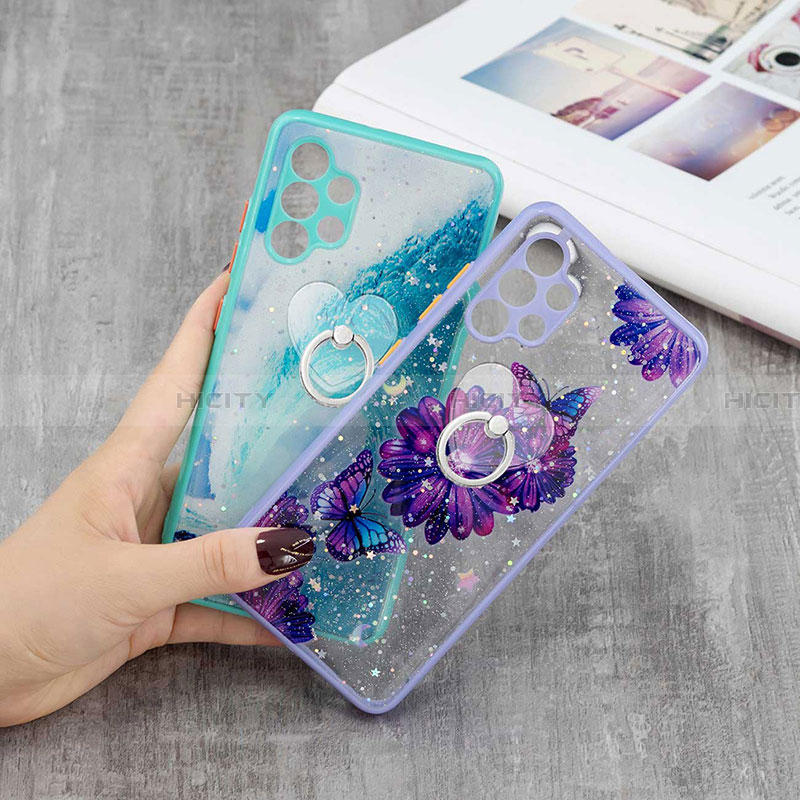 Coque Silicone Motif Fantaisie Souple Couleur Unie Etui Housse avec Support Bague Anneau Y01X pour Samsung Galaxy A32 5G Plus