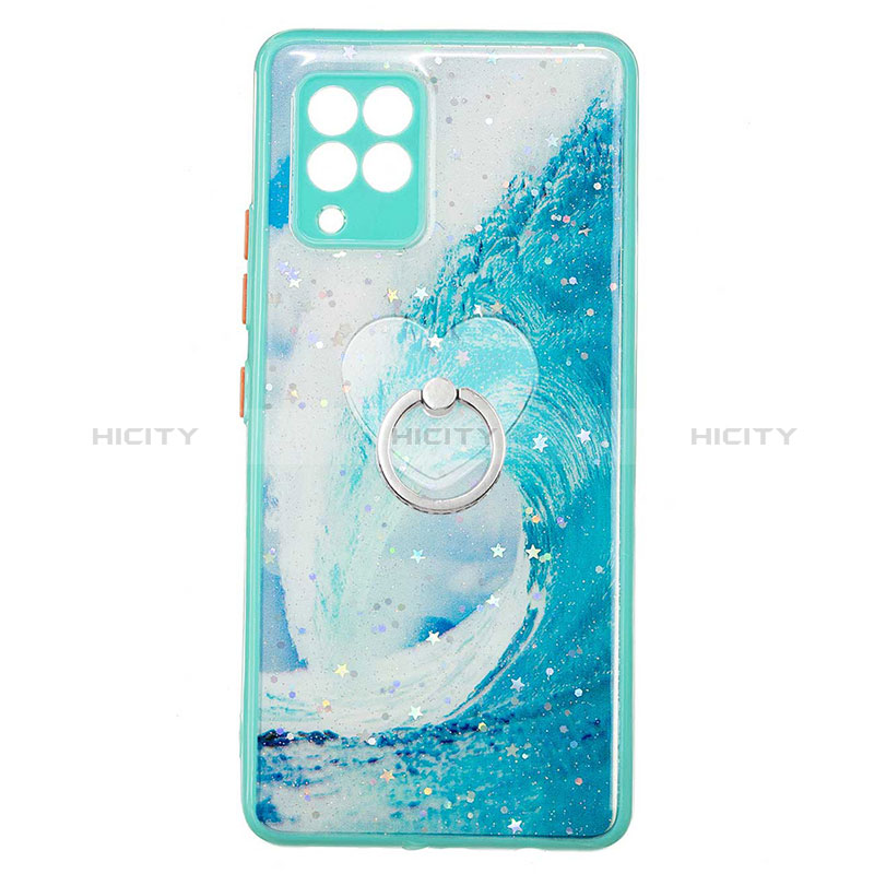 Coque Silicone Motif Fantaisie Souple Couleur Unie Etui Housse avec Support Bague Anneau Y01X pour Samsung Galaxy A42 5G Vert Plus