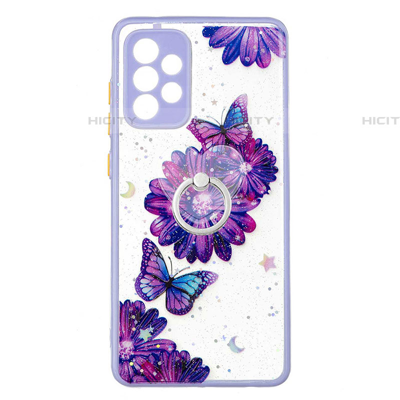 Coque Silicone Motif Fantaisie Souple Couleur Unie Etui Housse avec Support Bague Anneau Y01X pour Samsung Galaxy A72 4G Plus