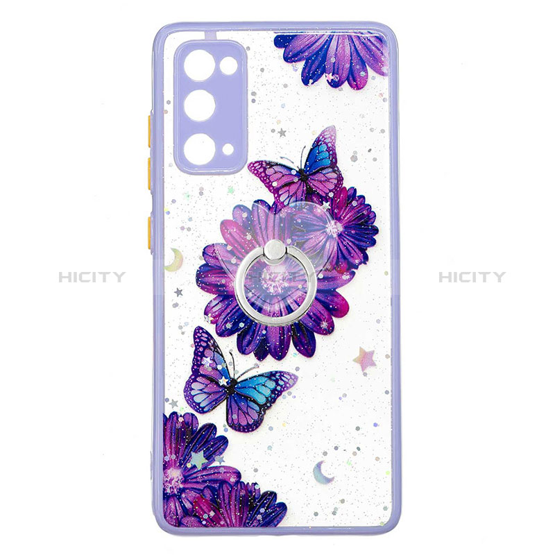 Coque Silicone Motif Fantaisie Souple Couleur Unie Etui Housse avec Support Bague Anneau Y01X pour Samsung Galaxy S20 FE (2022) 5G Plus