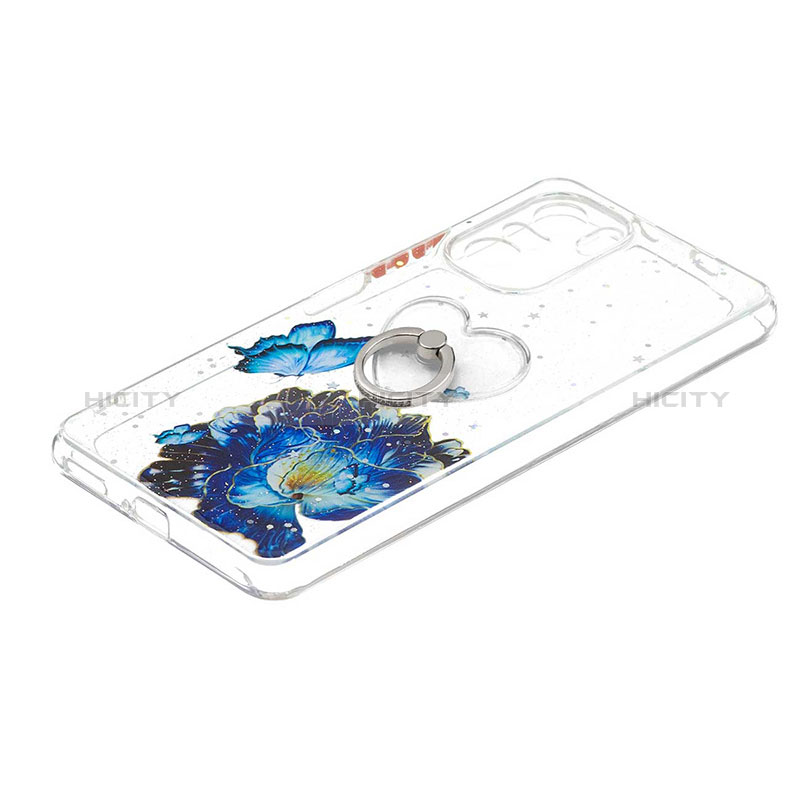 Coque Silicone Motif Fantaisie Souple Couleur Unie Etui Housse avec Support Bague Anneau Y01X pour Xiaomi Poco F3 5G Bleu Plus