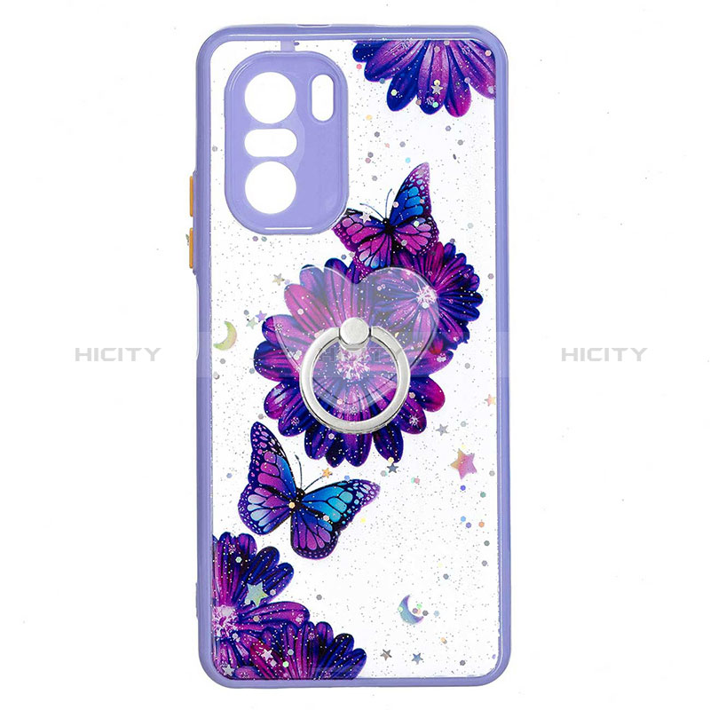 Coque Silicone Motif Fantaisie Souple Couleur Unie Etui Housse avec Support Bague Anneau Y01X pour Xiaomi Poco F3 5G Plus