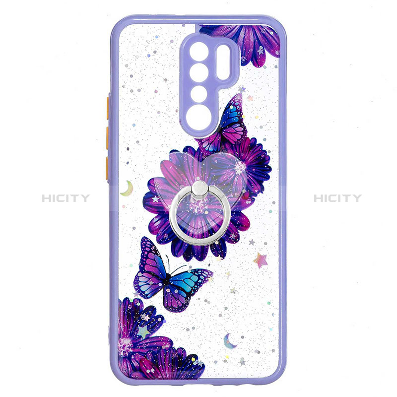 Coque Silicone Motif Fantaisie Souple Couleur Unie Etui Housse avec Support Bague Anneau Y01X pour Xiaomi Poco M2 Plus