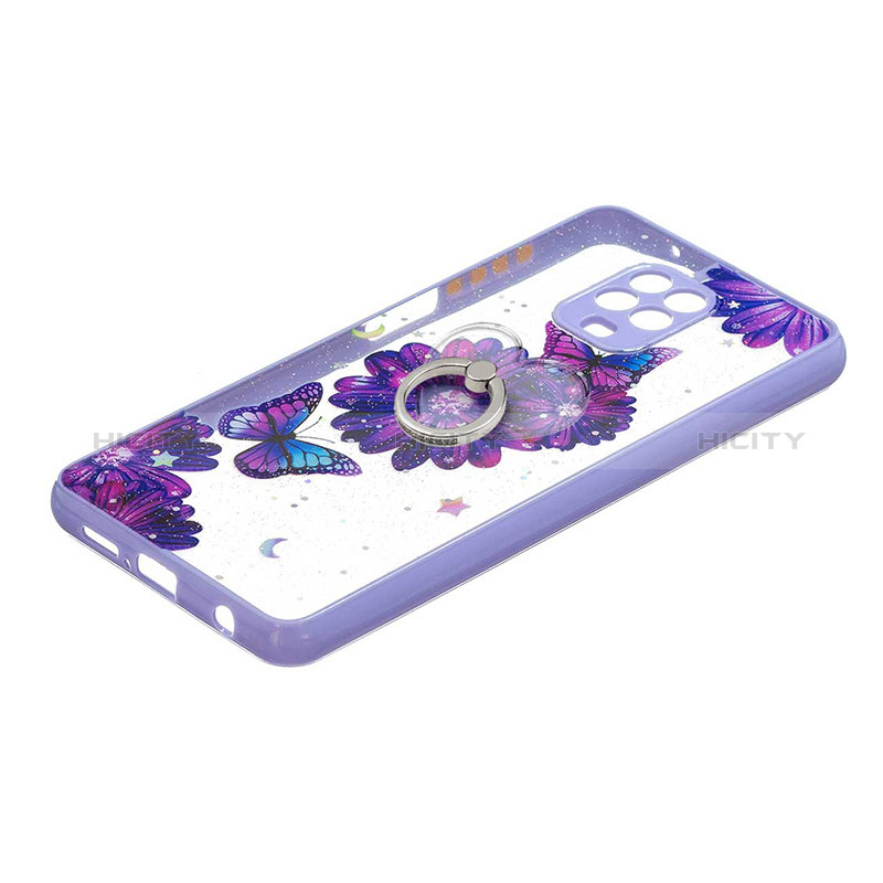 Coque Silicone Motif Fantaisie Souple Couleur Unie Etui Housse avec Support Bague Anneau Y01X pour Xiaomi Poco M2 Pro Plus