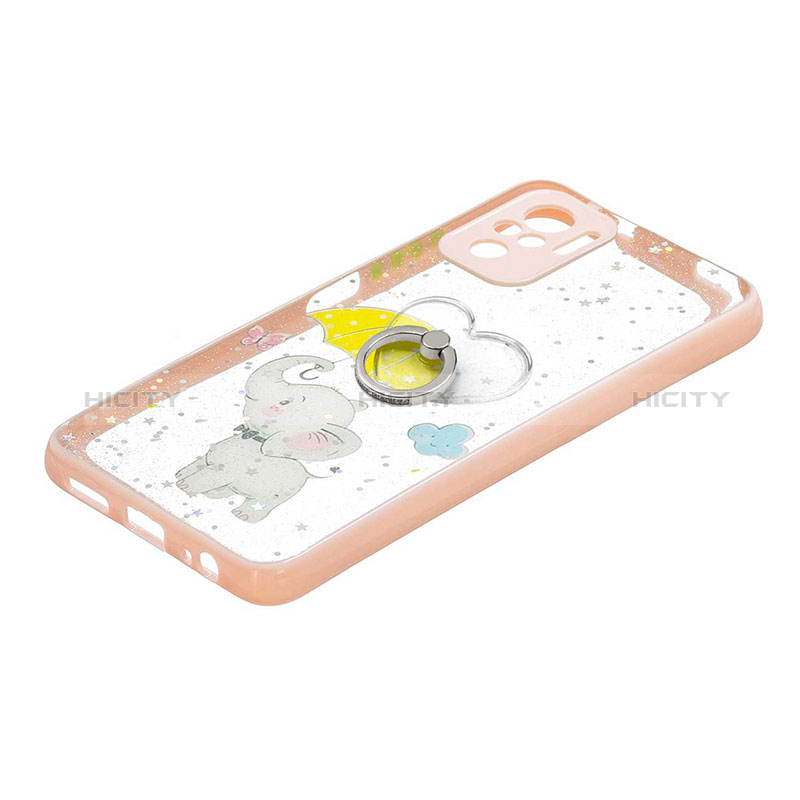 Coque Silicone Motif Fantaisie Souple Couleur Unie Etui Housse avec Support Bague Anneau Y01X pour Xiaomi Poco M5S Jaune Plus