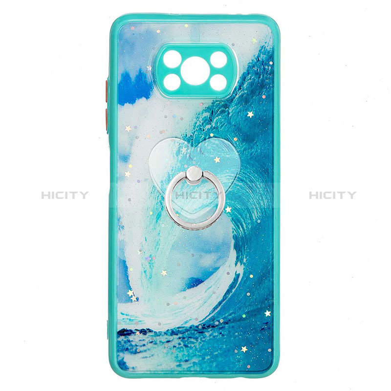 Coque Silicone Motif Fantaisie Souple Couleur Unie Etui Housse avec Support Bague Anneau Y01X pour Xiaomi Poco X3 Plus