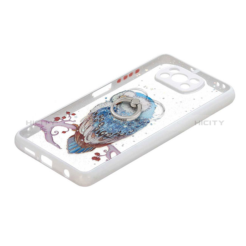 Coque Silicone Motif Fantaisie Souple Couleur Unie Etui Housse avec Support Bague Anneau Y01X pour Xiaomi Poco X3 Plus